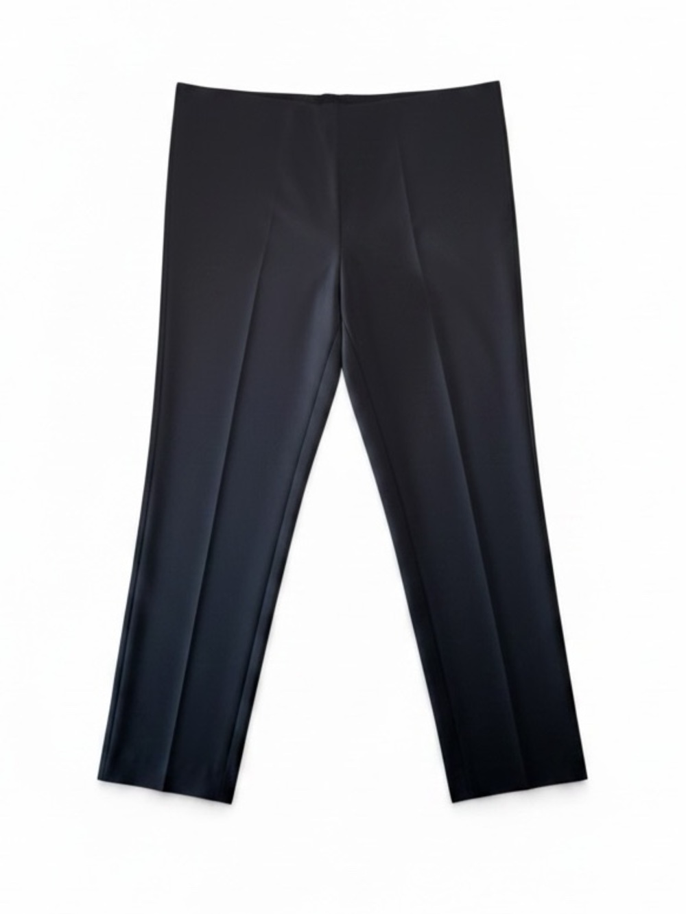 Soft Surroundings Flat Front Black Trousers Back Zip Satin